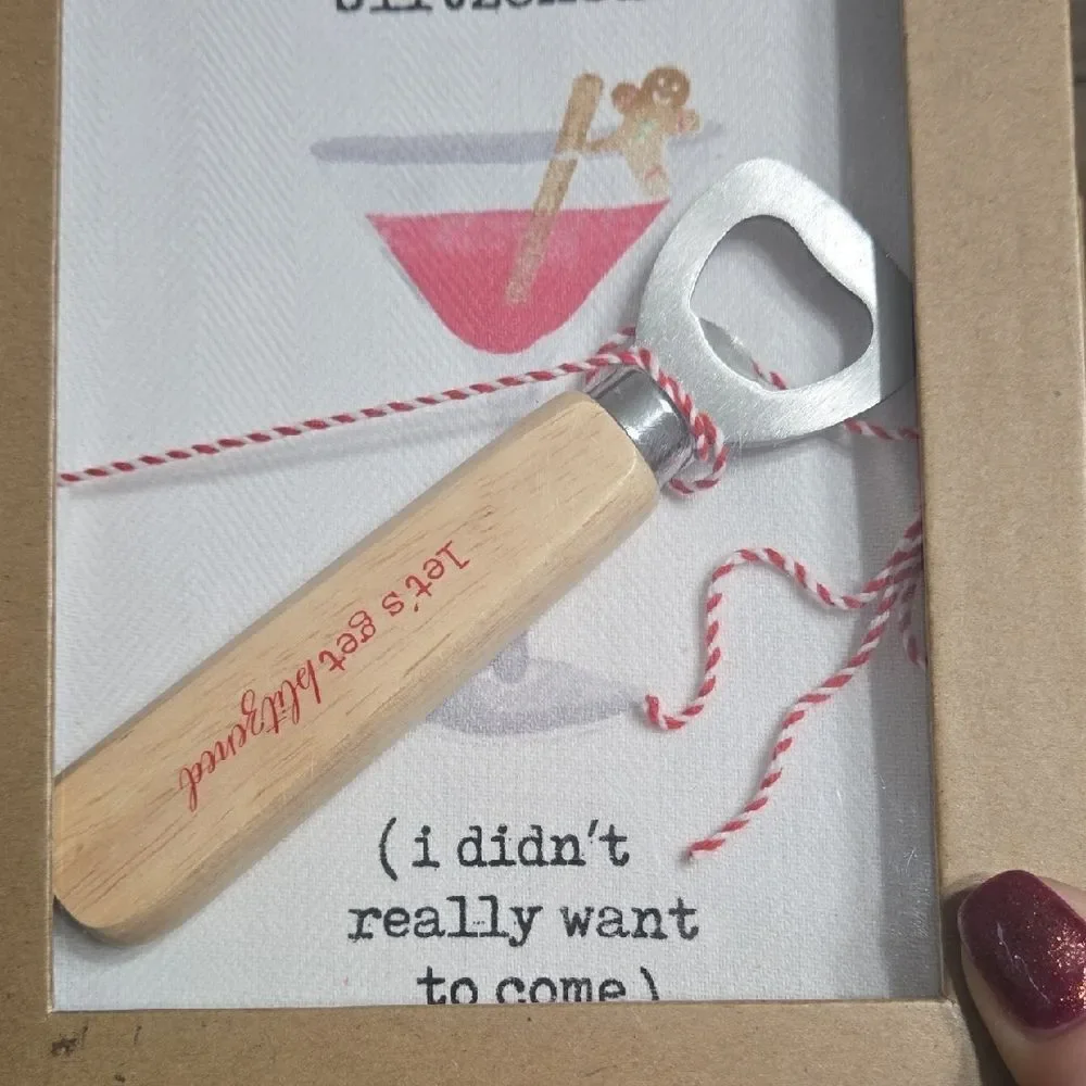 Mud Pie Cocktail Towel and Bottle Opener Set 